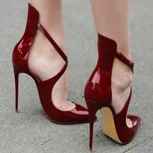 Women Patent Leather Sandal High Heels Shoes Buckle Strap Sandals Pumps Closed Toe Shoe Women Wedding Sandals fashion design women full grain leather pumps summer ankle wrap cool high heels shoes for women closed toe women sandals