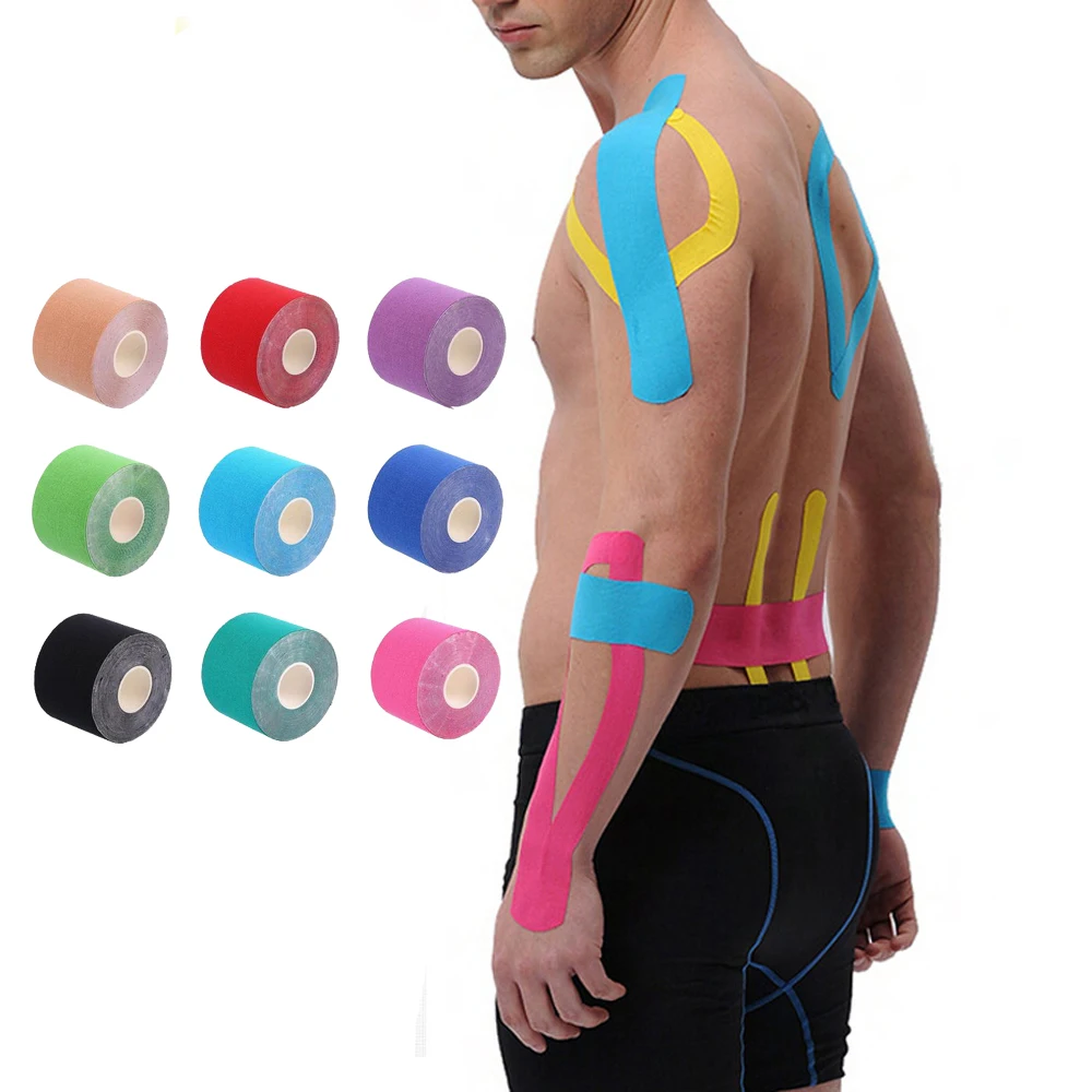 

5M*5CM Roll Kinesio Tape Muscle Bandage Sports Kinesiology Tape Roll Cotton Elastic Adhesive Strain Injury Muscle Sticker