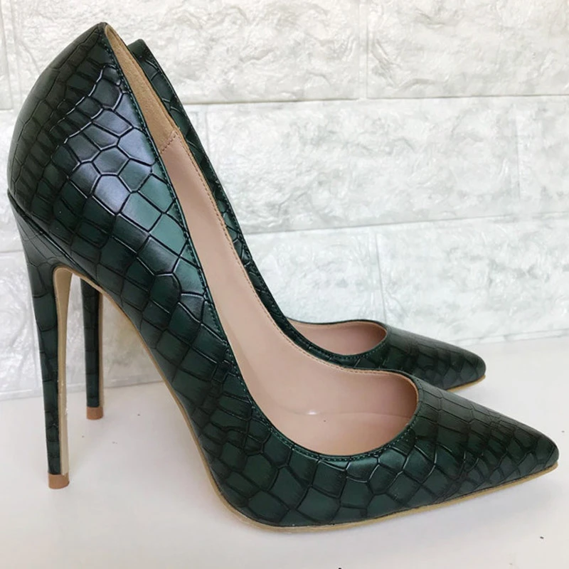 dark green high heels