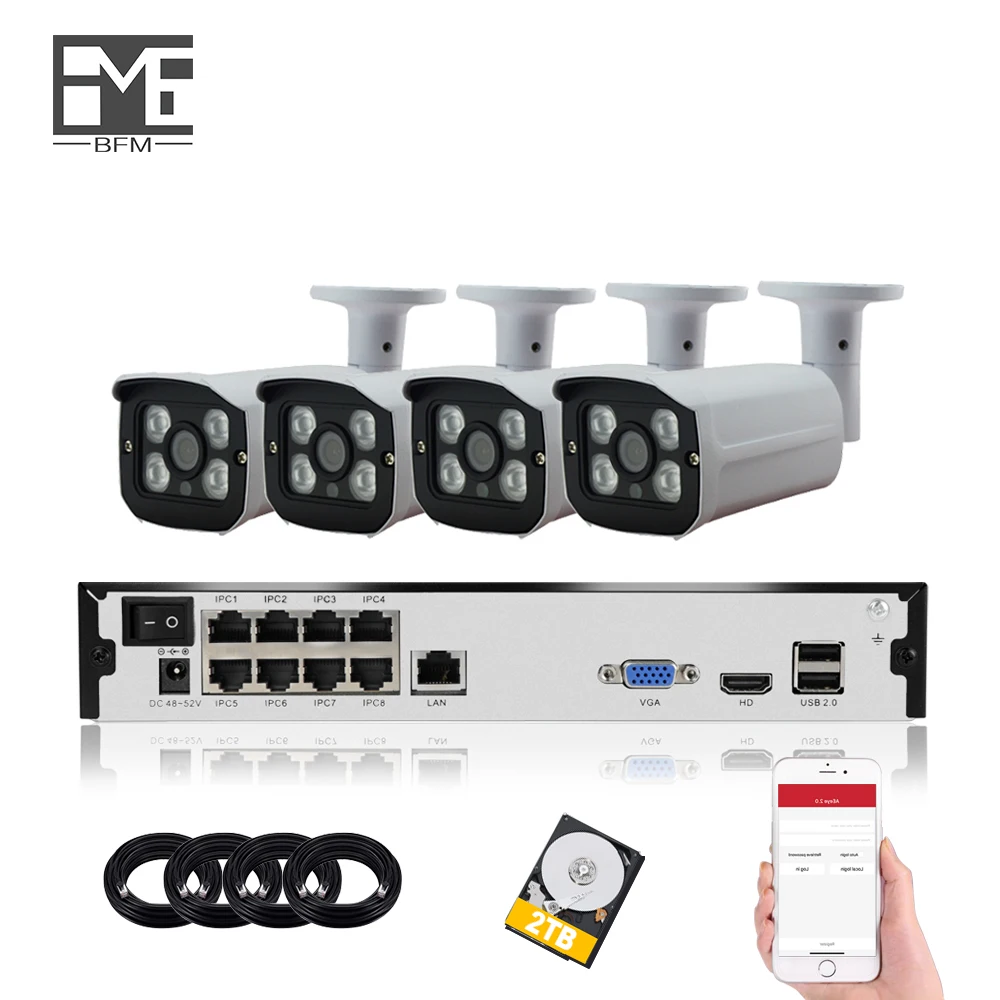 

BFMore 5.0MP 8CH CCTV Set Surveillance Kit 4CH 8CH H.265 POE NVR Outdoor IP Camera set Waterproof Security