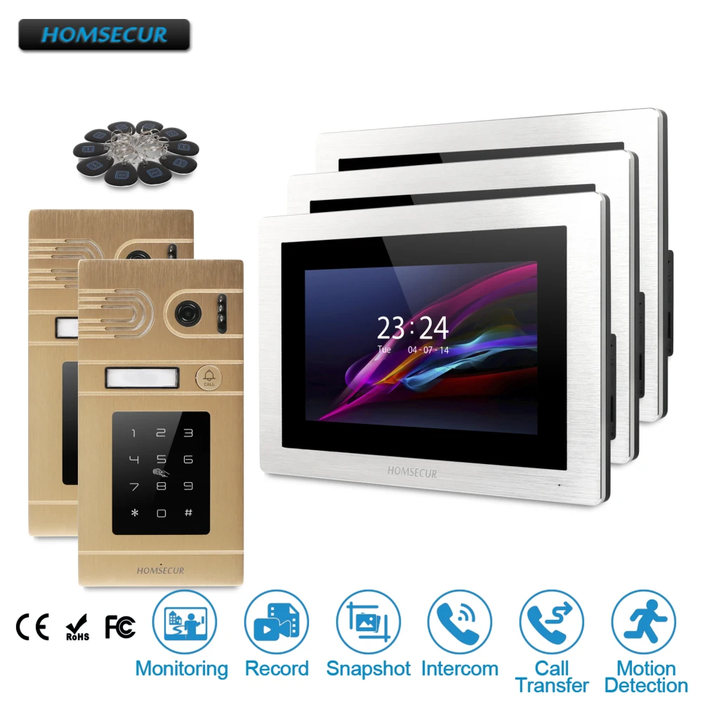 

HOMSECUR 7" Wired Hands-free Video Door Phone Intercom System with Golden Camera BC071-G+BM714-S