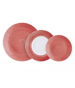 

Service of porcelain plates mod. Quinoa coral color