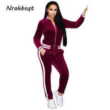 NRAHBSQT осенне-зимний Двухсекционный Золотой Бархатный спортивный костюм Беговые костюмы для женщин с длинным рукавом Одежда для фитнеса спортивный костюм RS023