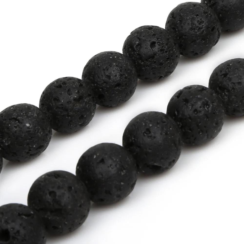 4 6 8 10 12 мм бусины из натурального камня черная вулканическая лава Круглые бусины для самостоятельного изготовления ювелирных изделий браслет ожерелье