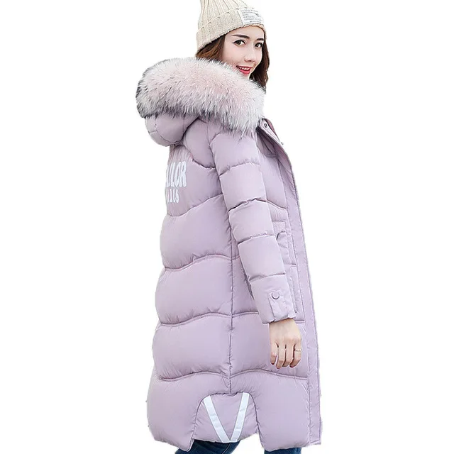 Winter Jacket Women New Hooded Fur collar Thickening Warm High quality Down Cotton Coat Fashion Irregular Female Parkas