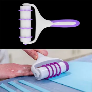 

LIXYMO Fondant Strip Ribbon Cutter Sugarcraft Cake Decorating Tools Plastic Cake Rolling Pin Embosser Roller Set Baking Tools