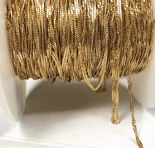 1 метр позолоченное ювелирное изделие, Золотое наполнение 1,6 мм ширина витая водяная волна цепи, незавершенная цепь для изготовления ювелирных изделий J2451