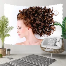 Else White Floor on Curly Hair Women Beauty 3D Print Decorative Hippi Bohemian Wall Hanging Landscape Tapestry Wall Art