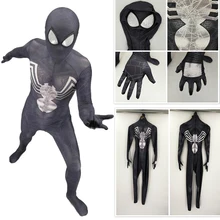 Детский черный костюм Человека-паука вечерние костюмы Человека-паука для взрослых и детей
