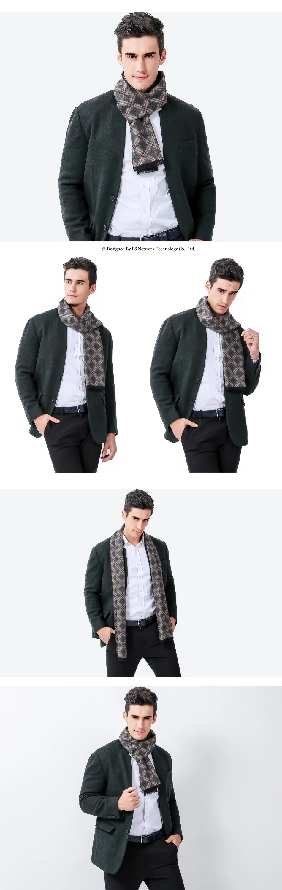 male scarf FS Winter Warm Scarves For Men Tartan Plaid Scarf Luxury Brand Designer Cashmere Wool Man 2018 Fashion Business Long Soft Shawl mens dress scarf