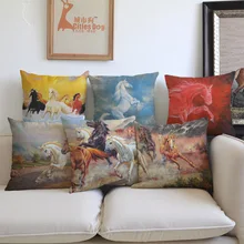 Картина маслом стиль Животное Лошадь породы арабский белый залив подушка с лошадью чехол домашняя компания диван украшение наволочка