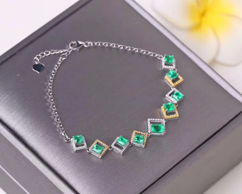 KJJEAXCMY fine jewelry 925 серебристо-инкрустированные Натуральный Камень изумрудный женский браслет Поддержка обнаружения