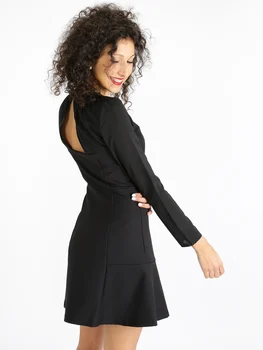 

With insert on round neck waisted Dress