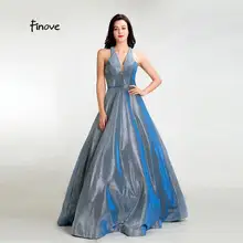 Finove элегантные вечерние платья новые сексуальные глубокий v-образный вырез простое ТРАПЕЦИЕВИДНОЕ светоотражающее платье вечерние платья для женщин robe de soiree