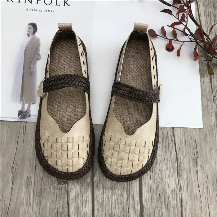 

Spring new weaving art Sen women's shoes retro flat shoes Japanese big shoes