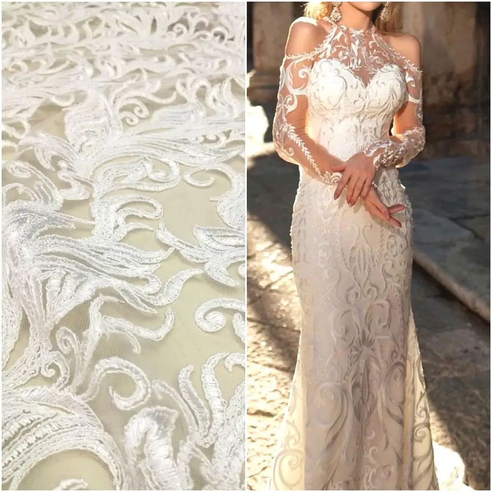 

Beautiful white wedding lace guipure for wedding and evening dresses,price per one meter, bride high quality, Lace 19, MA