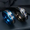 Titanium Steel Dragon Rings Chain Ring Black And Blue Man's Gifts Wedding Band Jewelry Size 6-12 ► Photo 2/6
