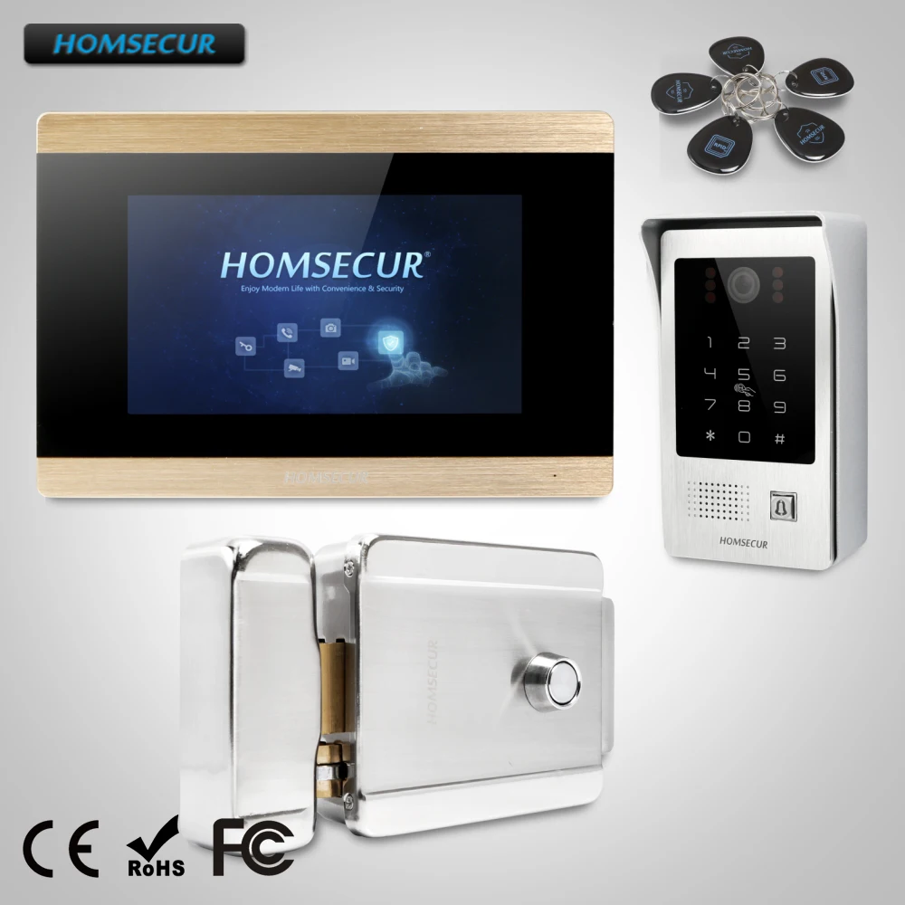 

HOMSECUR 7" Wired Video Door Entry Security Intercom Electric Lock+Keys Included BC091+BM715-G