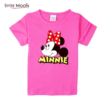 

2019 Girls Short Sleeve T Shirts For Children Minnie Mouse T-shirt Cotton 1-18 Year Kids Teenager Baby Girls Tops Tees Clothes