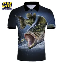 Крутая футболка поло с 3D принтом рыбы Азиатский размер