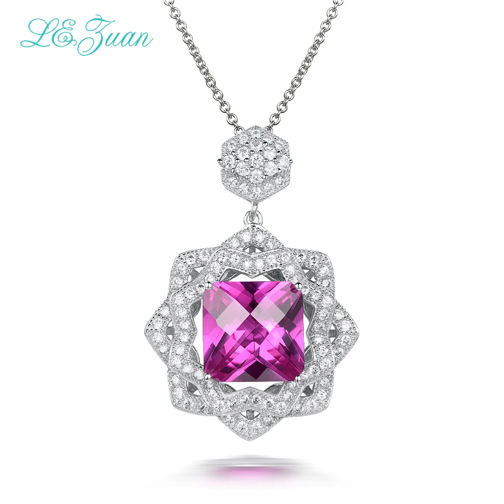 L &amp Цзуань любовь гнездо 925 серебро Подвески 5.34ct розовый камень Романтический