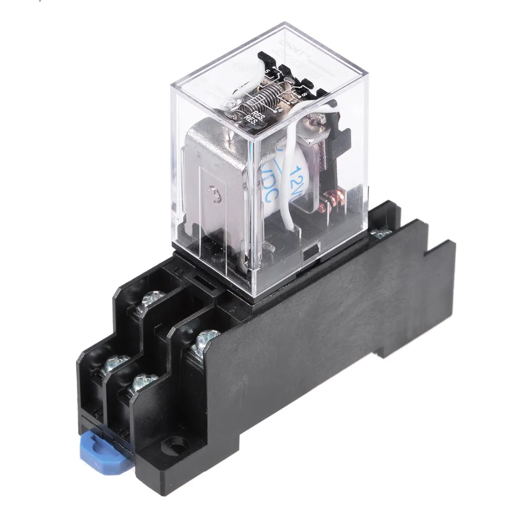 

UXCELL Relay DC12V Coil Green Indicator Light 2 Pin 8 Terminal 2NO-2NC Electromagnetic General Purpose Power Relay + Socket Base