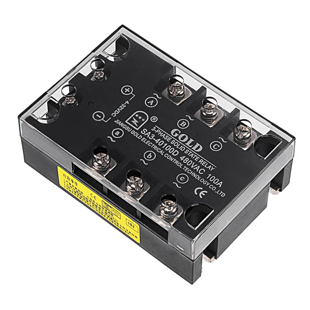 

UXCELL 1PCS Solid State Relay 4-32V DC to 480V AC 100A Three Phase Solid State Relay Module DC to AC SA340100D Power Supplies