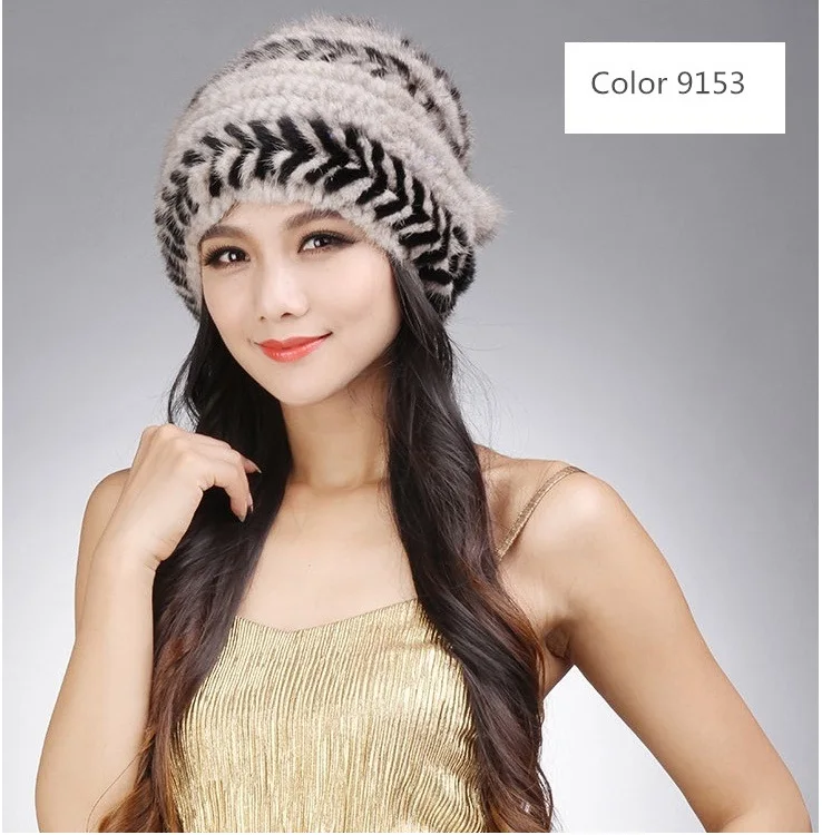 Chapéu feminino de inverno, gorro feminino listrado