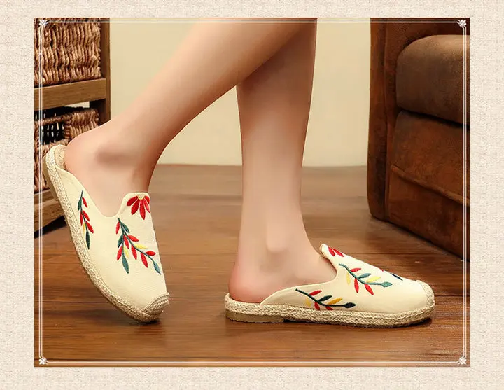 Г., летняя Женская Повседневная льняная хлопковая обувь с вышивкой Женские Дышащие прогулочные туфли на плоской подошве, женские холщовые тапочки zapatos mujer MB-43