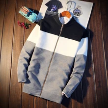 Fashion Men’s Zipper Closure Lapel Collar Sweater Casual Slim Fit Knitwear Top