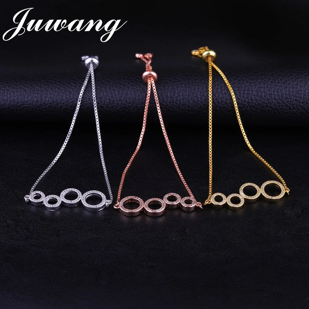 JUWANG, женские браслеты с подвеской из кубического циркония, женские Золотые Регулируемые цепочки, рождественский подарок