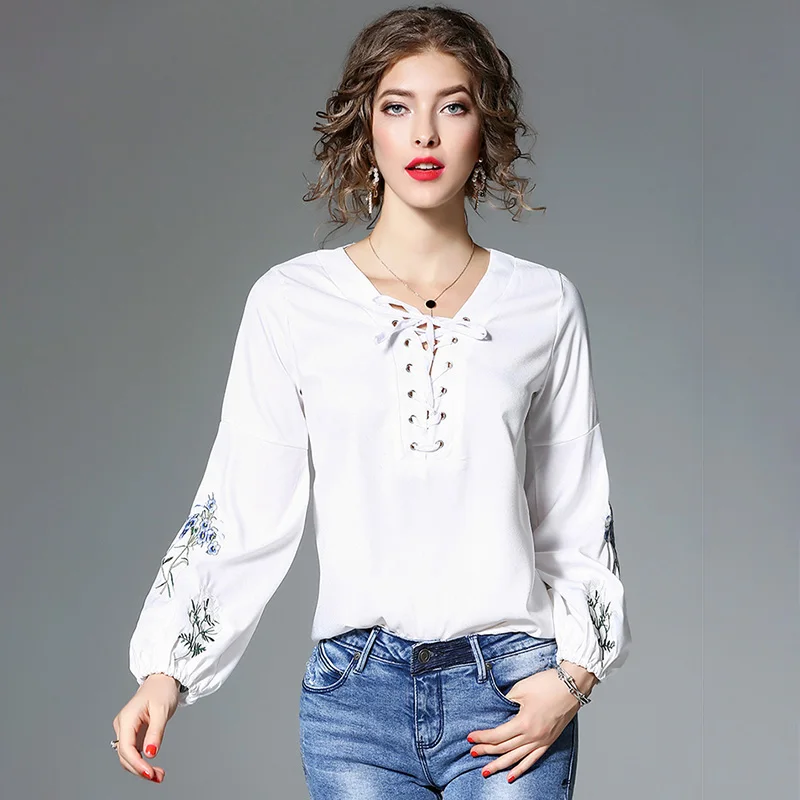 Aliexpress.com : Buy ZJYT Women Blouse Solid Color V Neck