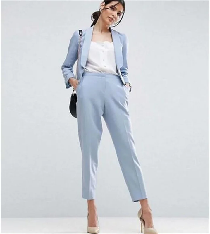 

Blue Sexy Women Pantsuit Jacket Women Fashion Long Sleeve Suit Women Elegant Tailored Collar Jacket Suits Female Ladies