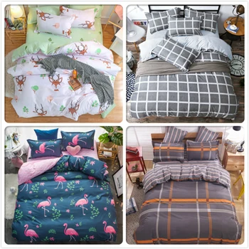 

Autumn Winter 3pcs/4pcs Bedding Sets Flamingo Pattern Soft Cotton Kids Child Bed Linens Single Twin Queen King Size Duvet Cover
