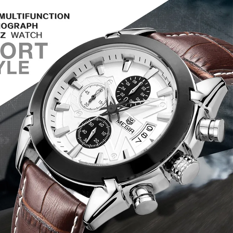 MEGIR Casual quartz leather men's watch Top brand waterproof business relogio masculino high quality reloj hombre MEGIR Casual quartz leather men's watch Top brand waterproof business relogio masculino high quality reloj hombre