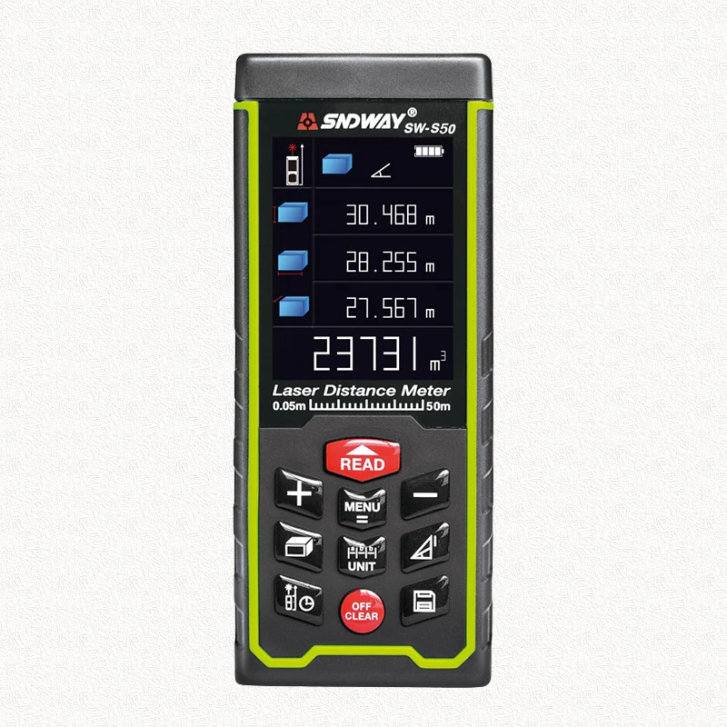 

SNDWAY Big Color Display 50m 164ft Digital Rechargeable Laser Rangefinder Laser Distance Meter Measure Tools