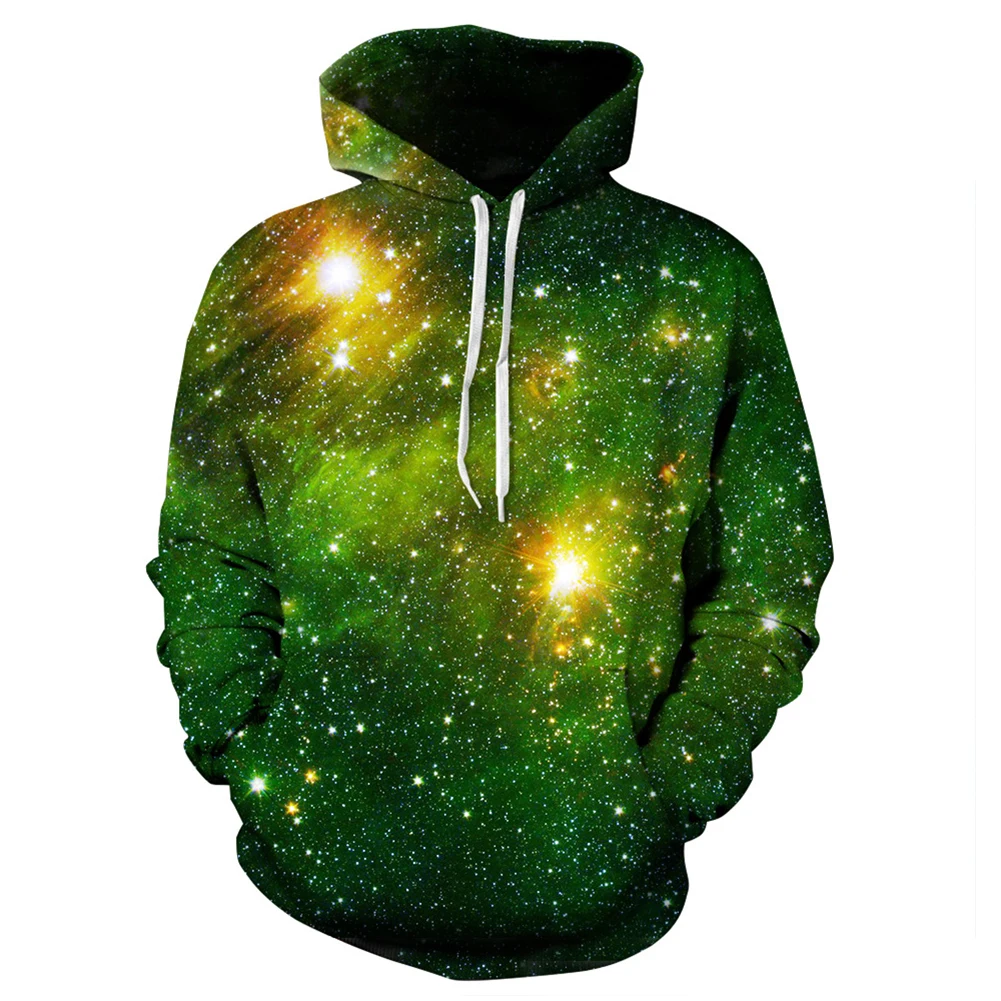 Unisex Green Stars Sky Sweatshirt Clothes Hooded Pullover Hoodie Casual