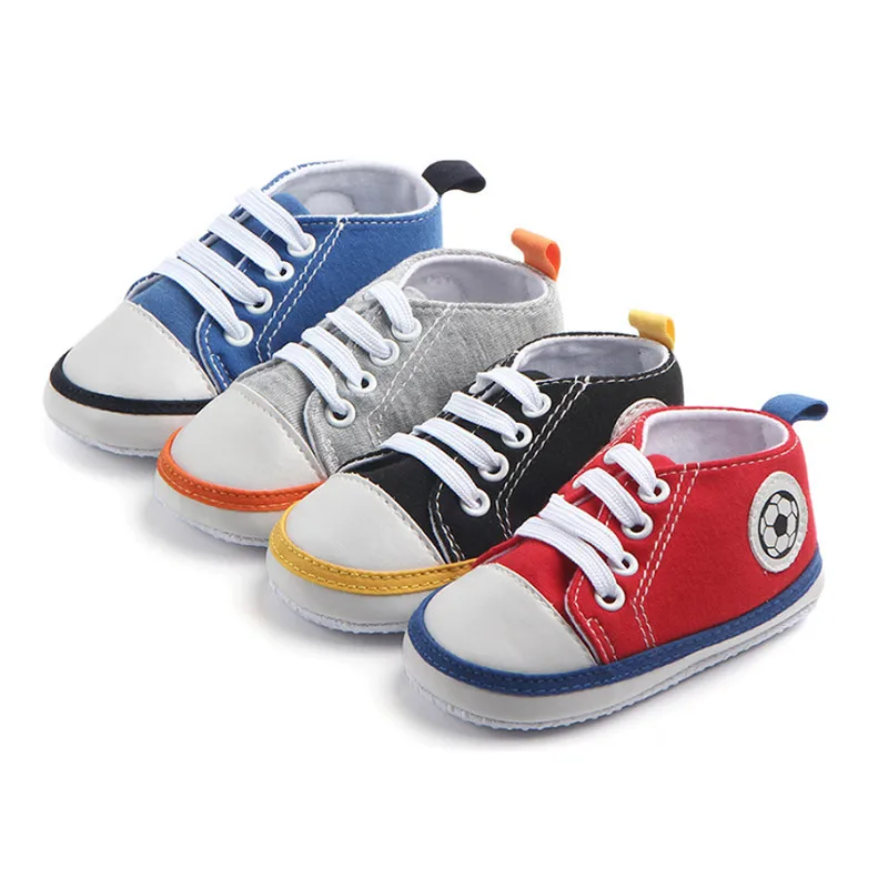 Toddler Learning Walk Canvas Shoes Football Pattern 3 Sizes 5 Colors