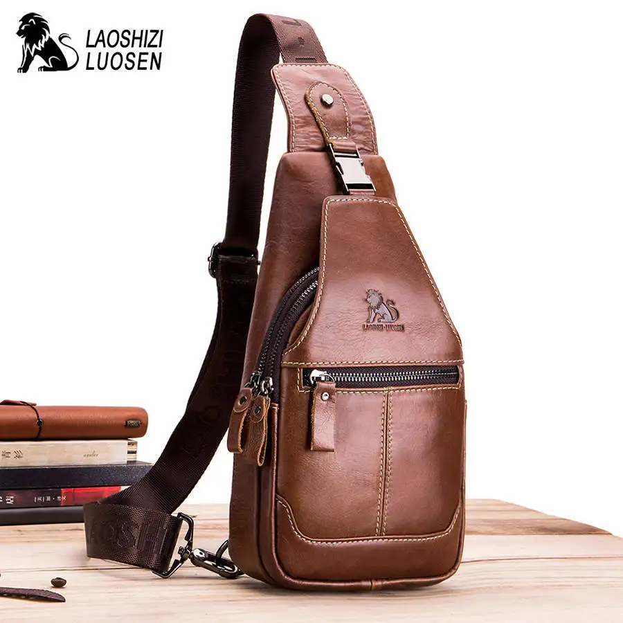 

Genuine Leather Chest Bag for Men Crossbody Bags Men Small Messenger Bags Male Single Shoulder Strap Pack Bag Waterproof Travel