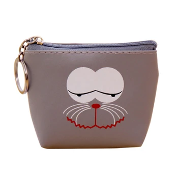 

Cute Cartoon Zero Wallet Funny Expression Faux Leather Coin Bag with Key Ring
