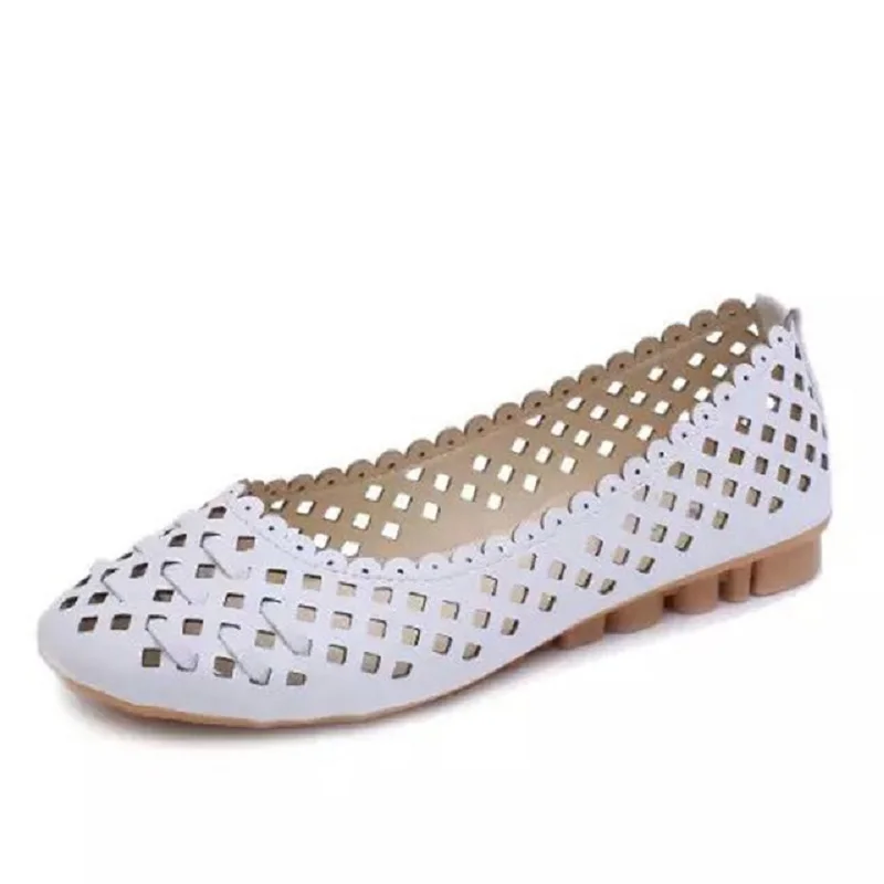 Summer style Women Ballet Flats Round Toe Slip on Shoes Cut outs Flats ...