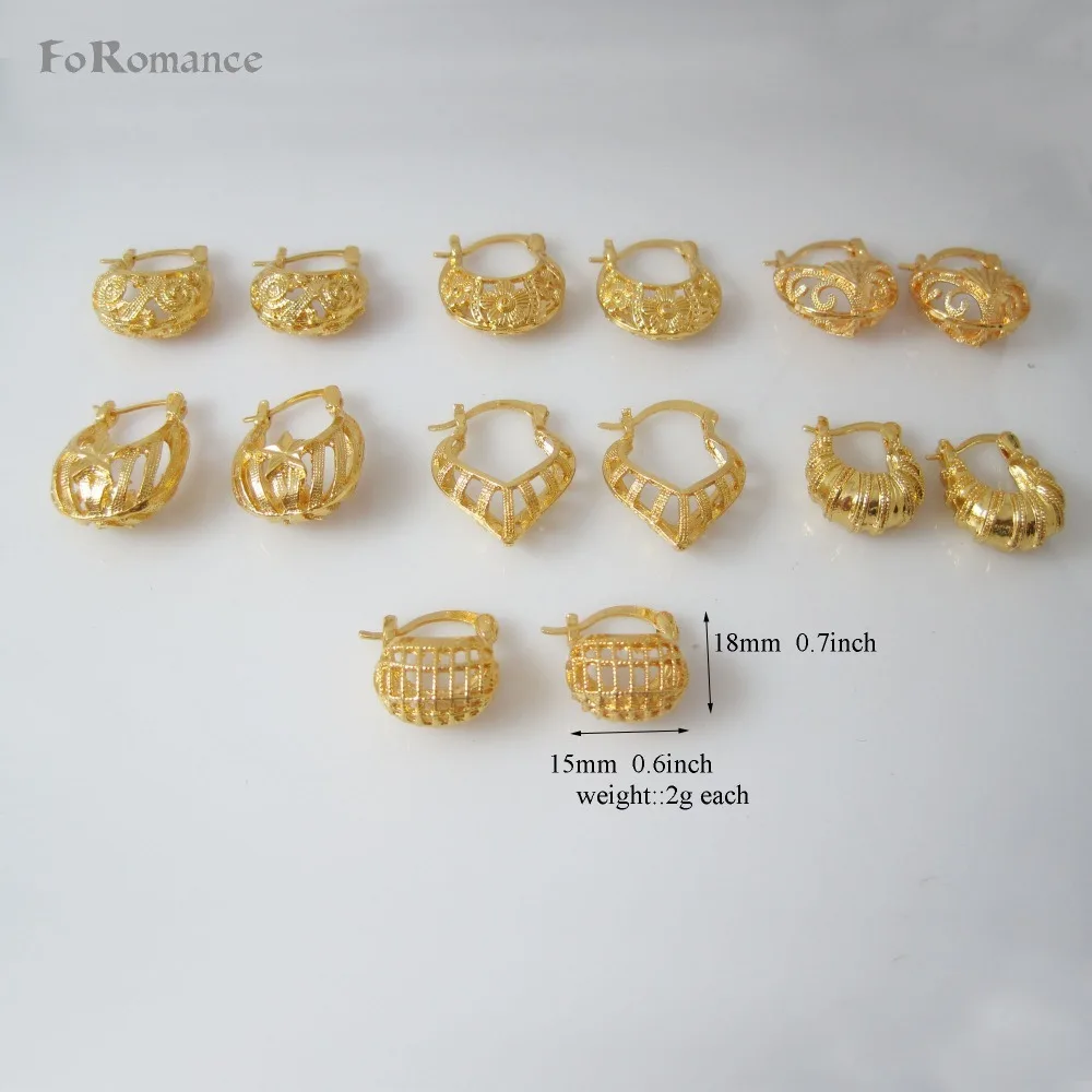 

MIN ORDER is 10$ can mix design/SEVEN STYLES GREAT CARVED - YELLOW GOLD GP HOOP TALL ABOUT 20MM 0.79" EARRING HEART STAR FLOWER