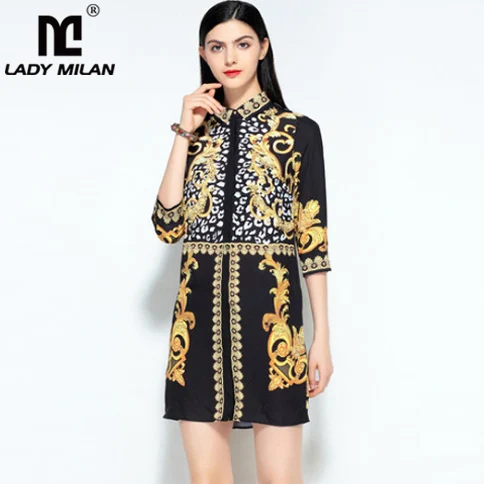 lady milan sleeves collar printed turn casual short down summer