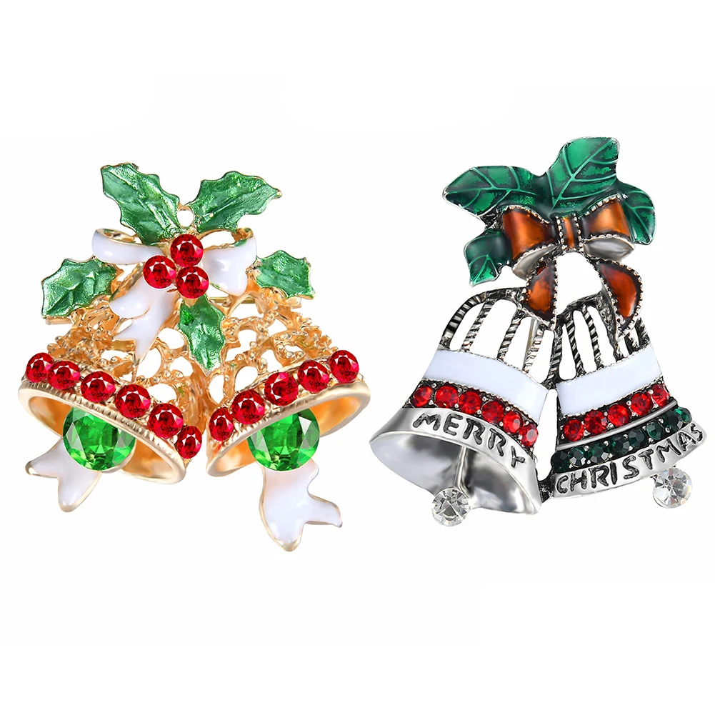 Christmas Style Bell Bowknot Brooch Pin Fashion Clothes Accessory