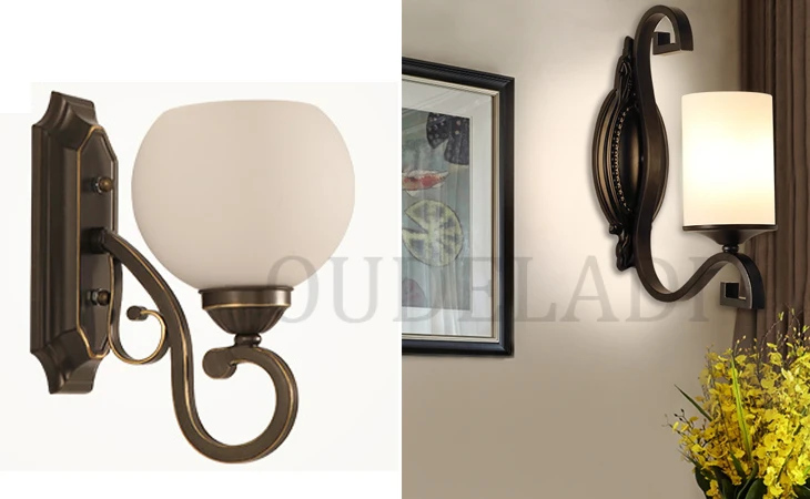 Iluminação de Vidro do Vintage Lâmpada de Parede para Sala Sala de Estar em Casa Lamparas de Pared Artístico Europeu de Estar em Casa Levou Arandela Arandela 6 Europeu artístico do vintage lâmpada de parede