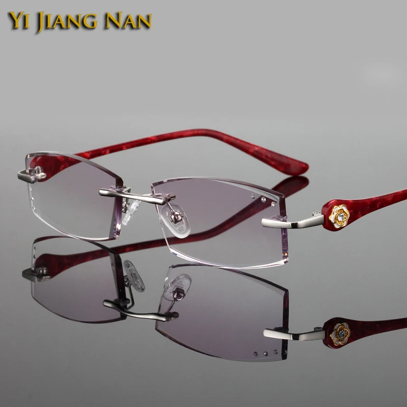 orange Femme silver Frauen pink Red Diamant Lunette Pink Schneiden Blue Wine Yi De Marke gray transparent Jiang Rezept Red Strass Gläser Nan gradient Vue Brillen gradient fx1UPqS