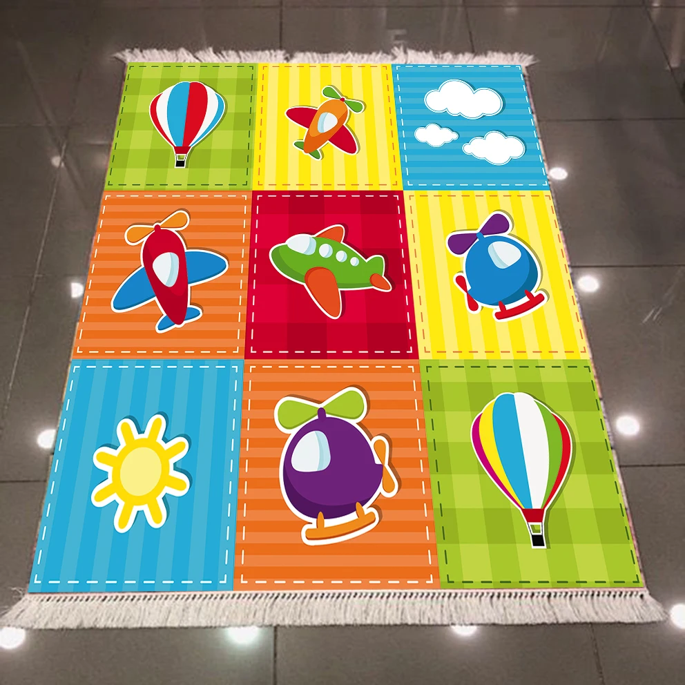 Else зеленый синий желтый оранжевый красный игрушечные самолеты детские 3d принт Нескользящие сзади моющиеся декоративные Kilim детская комната области ковры