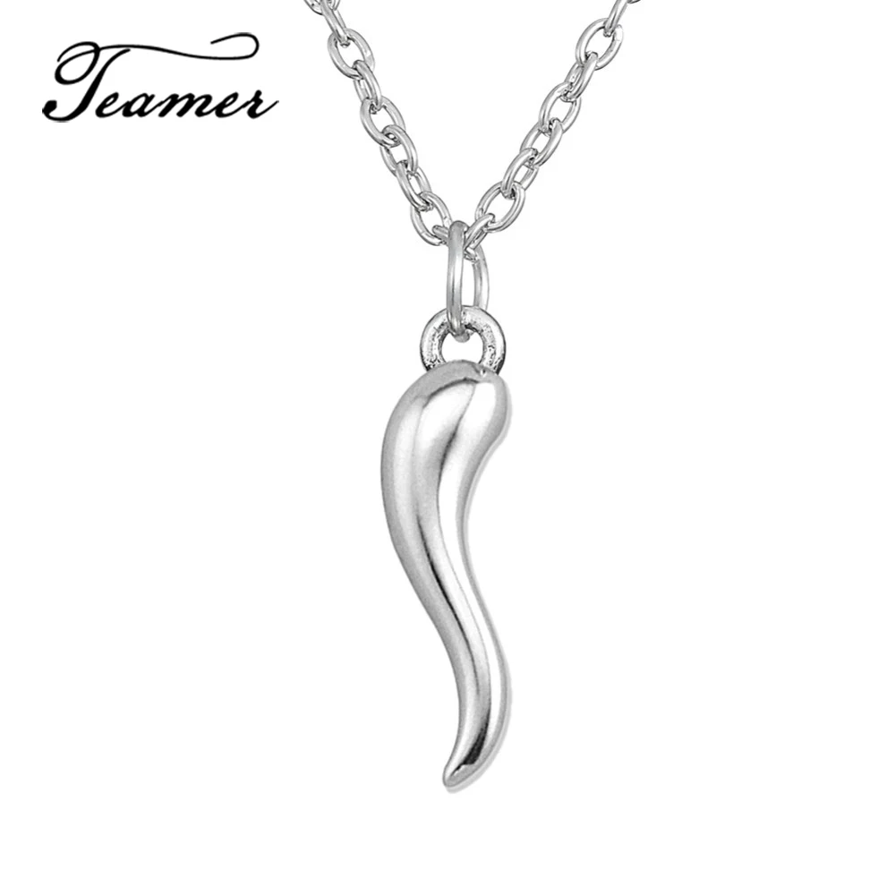 Ожерелье Teamer с золотым и серебряным покрытием на удачу, итальянский рог, ожерелье с подвеской на удачу, дружба и мечты, бижутерия, подарки - Окраска металла: Посеребренный