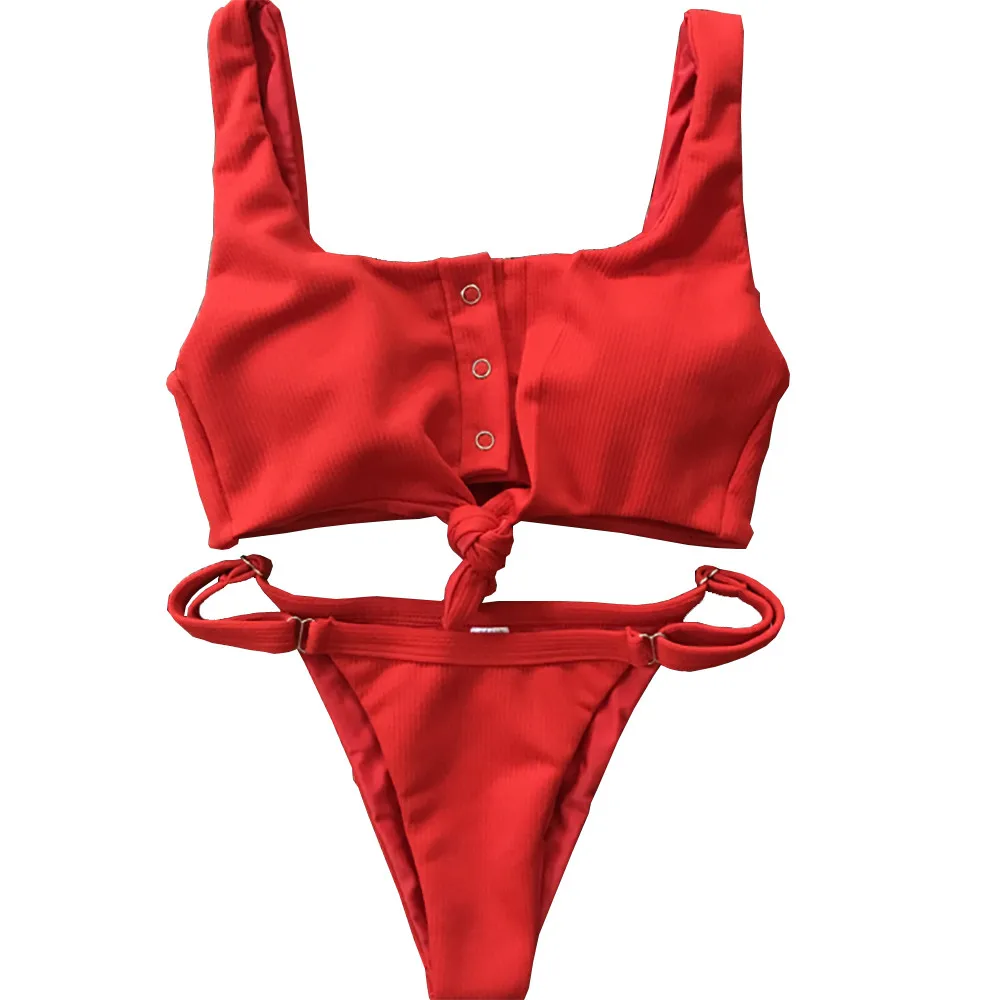 

Women Set Condole belt vest Push-Up Padded Solid Button Bra Beachwear 1-23