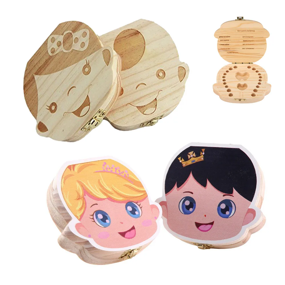 1pc Wooden Baby Tooth Box French Teeth Collection Storage baby milk Collect gift Save Cord Lanugo Case | Дом и сад